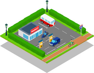 market concept banner isometric style vector