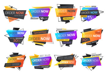 Pre-order now label or sticker Royalty Free Vector Image