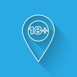 white line map pointer with 18 plus icon isolated vector image