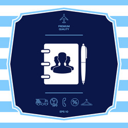 notebook address phone book with symbol of group vector image