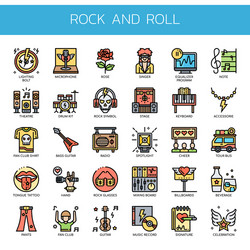 rock and roll thin line pixel perfect icons vector