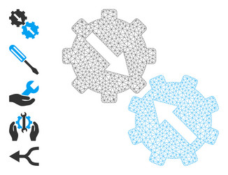 web mesh gear integration icon with simple symbols vector image