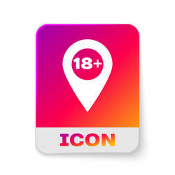 white map pointer with 18 plus icon isolated vector image