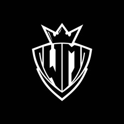 wm letter logo with sharp triangle shield shape vector image