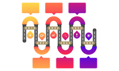 6 curve tunnel way roadmap timeline elements vector image