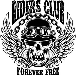 Biker Skull Emblem - Riders Club Vector Image