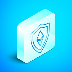 Isometric line shield ethereum eth icon isolated vector