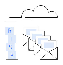stack of risk blocks with digital mail envelopes vector image