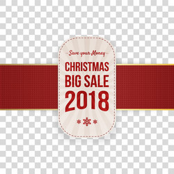 Realistic christmas big sale tag with text vector