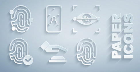 set palm print recognition eye scan fingerprint vector image