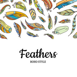 Boho Feather Pattern Background vector image