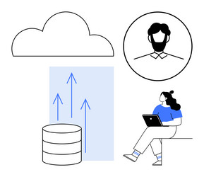 cloud computing concept with data storage user vector image