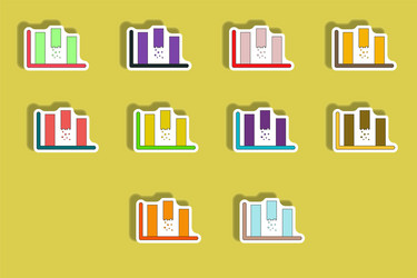 flat icons set of column chart concept in paper vector image