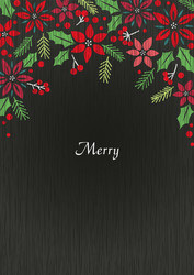 Poinsettia and Holly Frame on Blackboard Vector Image