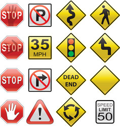 Road signs icons set Royalty Free Vector Image