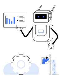 robotic assistant presenting data insights vector image