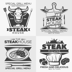 Vintage steak label set Royalty Free Vector Image
