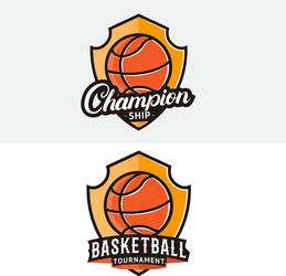 Basketball Logo Set - Shield & Ball Vector Image
