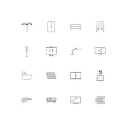 Furniture and home accents linear thin icons set vector