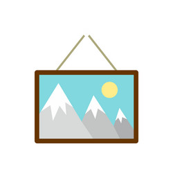 Picture hanging an wall icon flat style vector