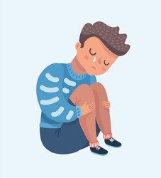 Sad boy having headache Royalty Free Vector Image