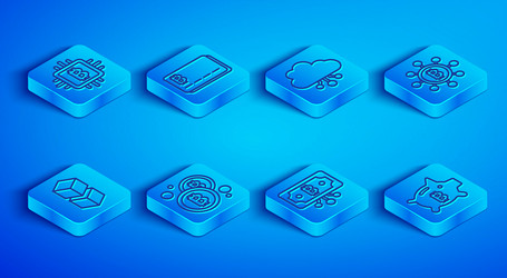 set line cpu mining farm credit card with bitcoin vector image