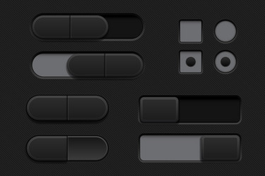 Black interface buttons 3d set of icons vector