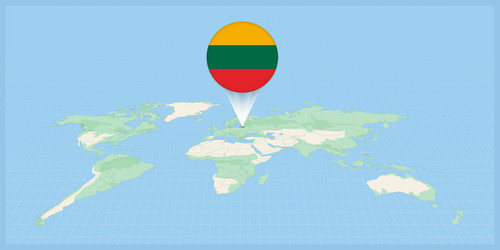 location of lithuania on the world map marked vector image