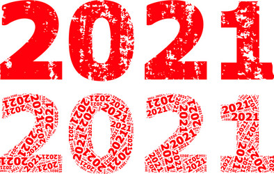 2021 year digits icon recursive mosaic and grunge vector image