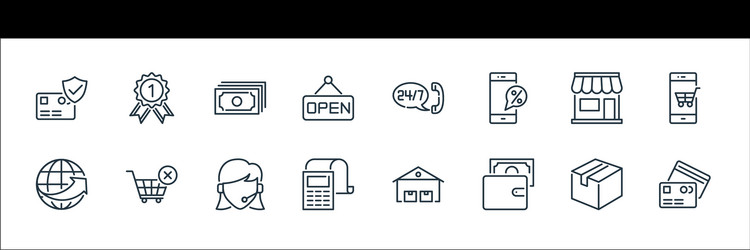 Ecommerce line icons linear set quality vector