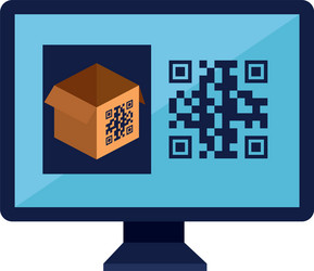 qr code over box and computer design vector image