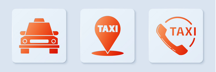 set map pointer with taxi car and call vector image