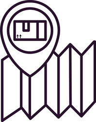 map and location pin with package box icon line vector image