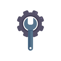 Gear solution key icon flat creative vector