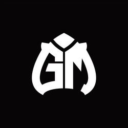 Gm logo monogram design isolated with shield Vector Image