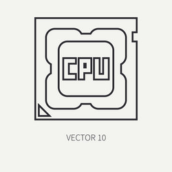 line flat computer part icon processor vector image
