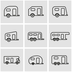 Camper trailer line outline icon Royalty Free Vector Image