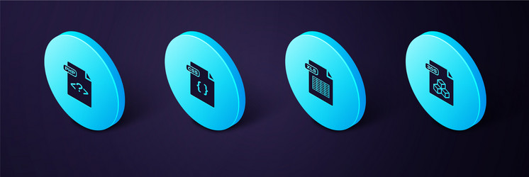 set isometric 3ds file document xls css and php vector image