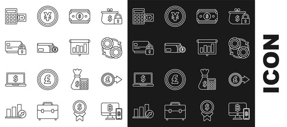 Set line computer monitor with mobile phone vector