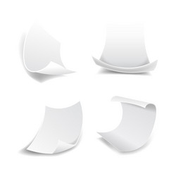 Blank white paper sheets in rolls or curved sides vector