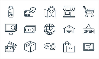 Ecommerce line icons linear set quality vector