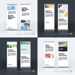 Modern Roll-Up Banner - Building Blocks vector image