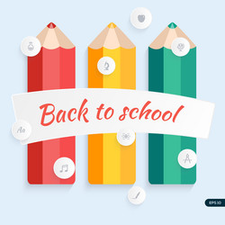 Back to school pencil with education icons vector