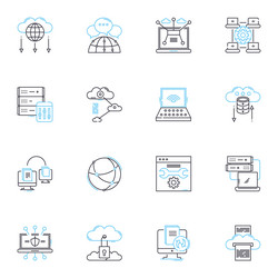 data mining linear icons set analysis clustering vector image