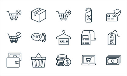 Ecommerce line icons linear set quality vector