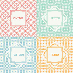 set of mono line seamless pattern with circle vector image