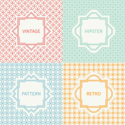 set of mono line seamless pattern with circle vector