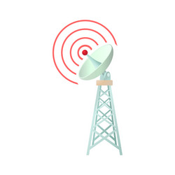 Tower with communication dish icon cartoon style vector