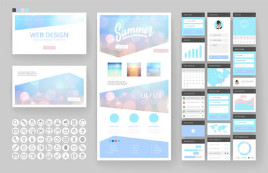 website design template and interface elements vector image