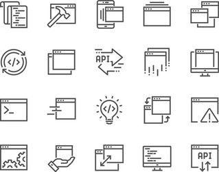 Application Line Icons - API & Development vector image